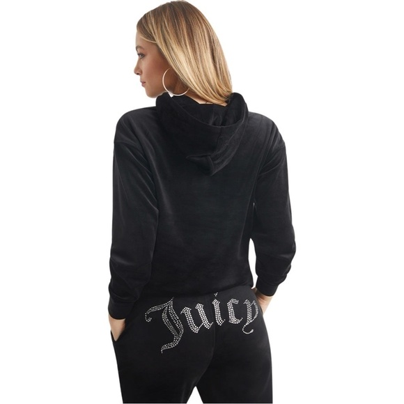 Juicy Couture | Oversized Big Bling Velour Hoodie in Black Licorice - Sz M (NWT) - Picture 5 of 9